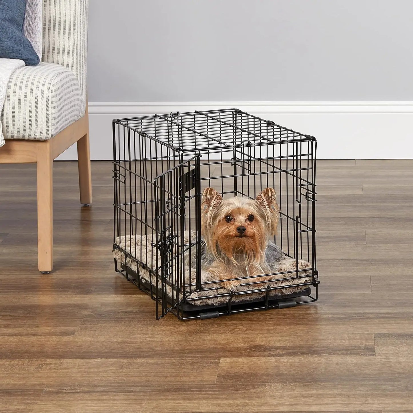 Folding Dog Crate With Divider Secure Latches And Leak-Proof Tray