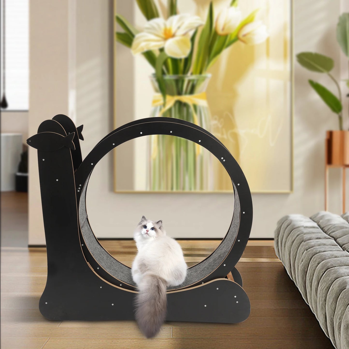 Cat Exercise Wheel Treadmill With Carpeted Runway For Cats