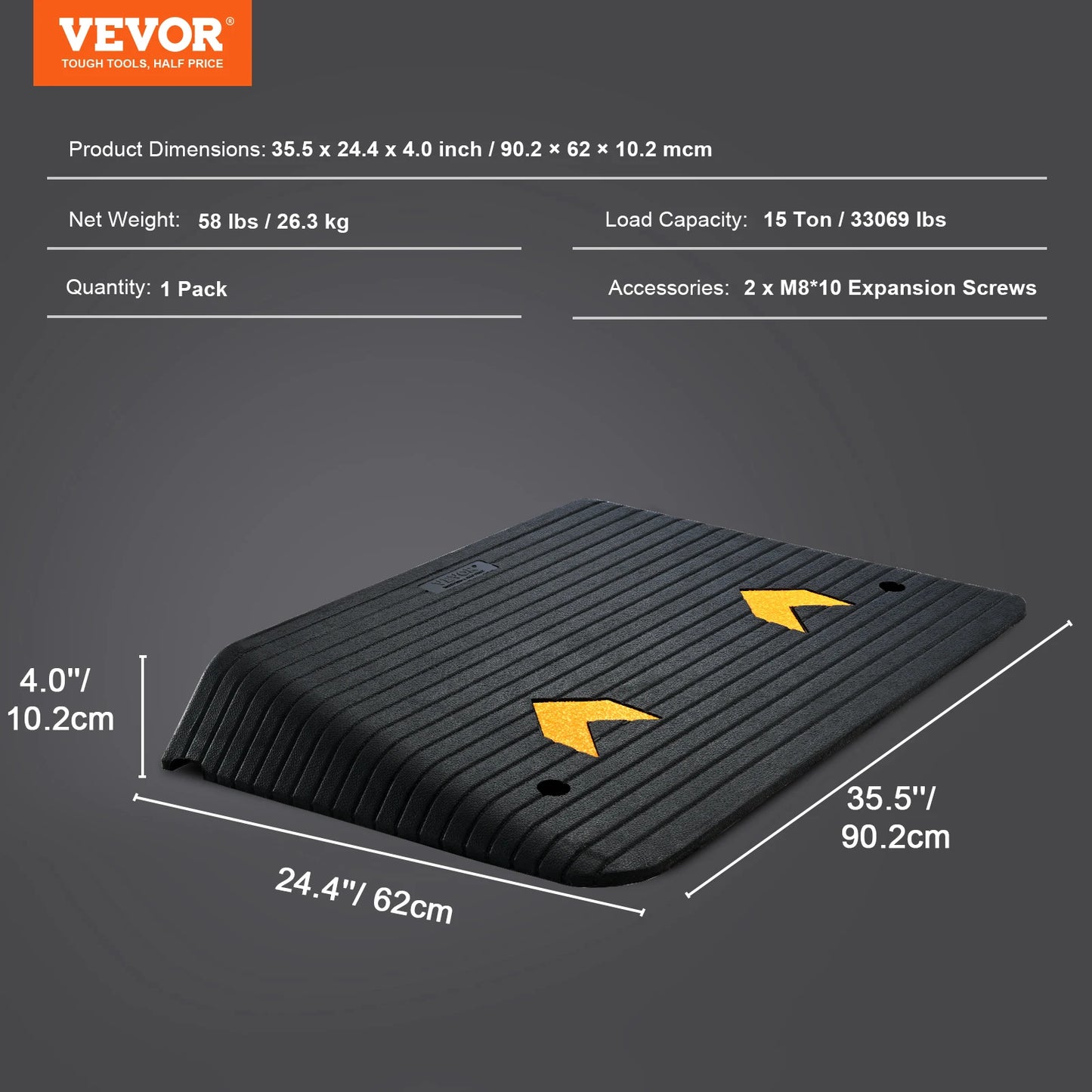SucceBuy Driveway Curb Ramp Kit Portable Non Slip Rubber Ramp