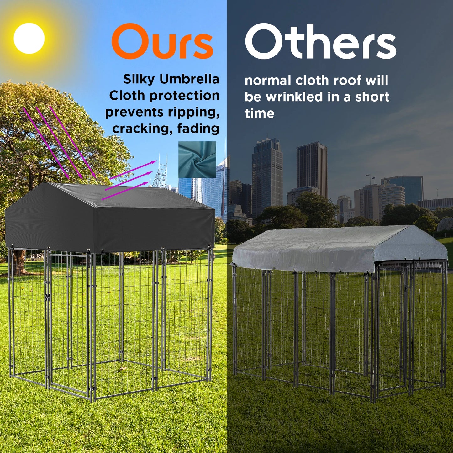 Outdoor Dog Kennel With Waterproof Cover And Welded Wire