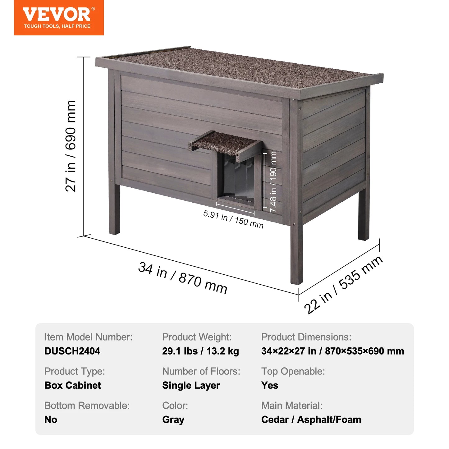 SucceBuy Outdoor Cat House Weatherproof Feral Shelter