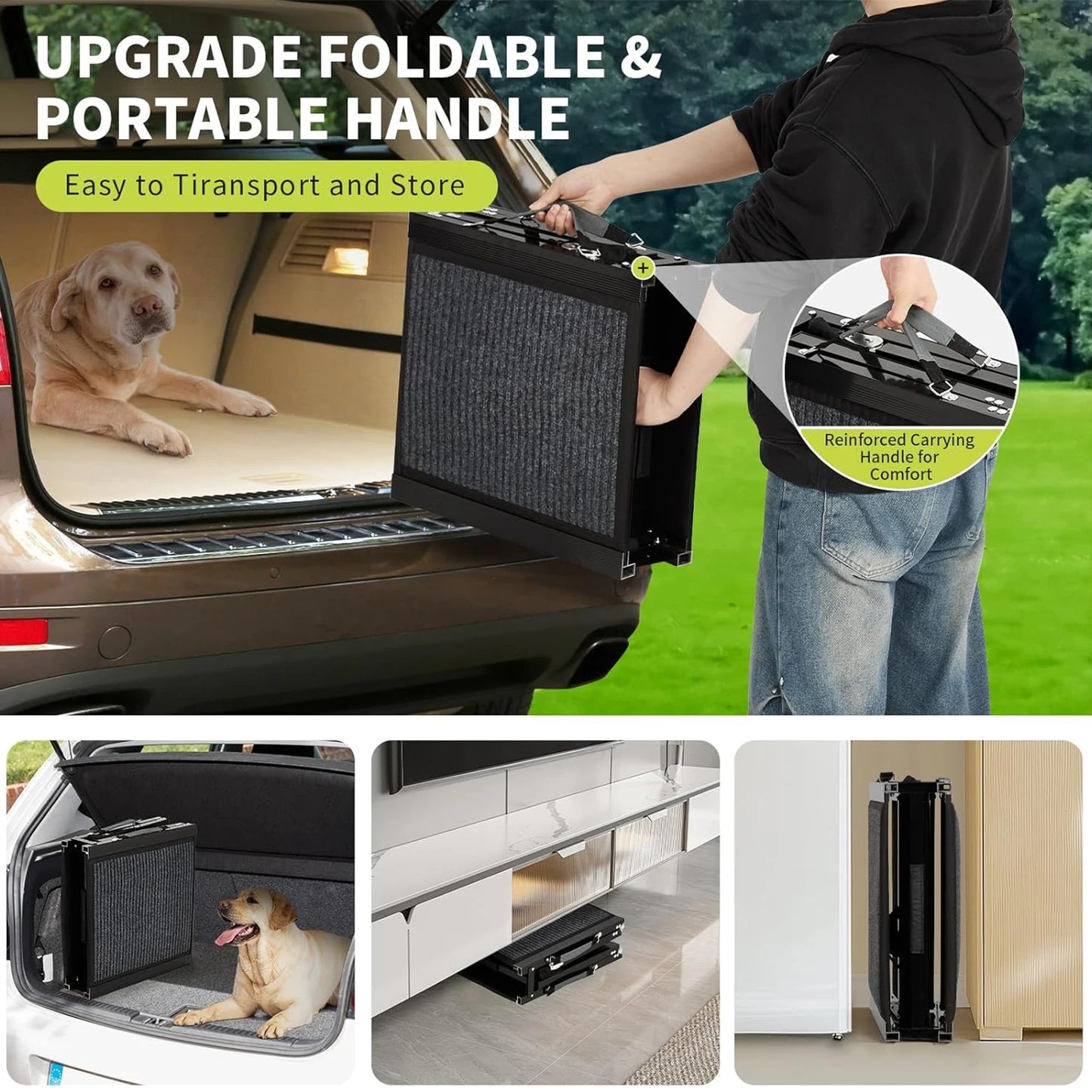 HiMISS Upgraded Car Ramp For Dogs Folding Non Slip