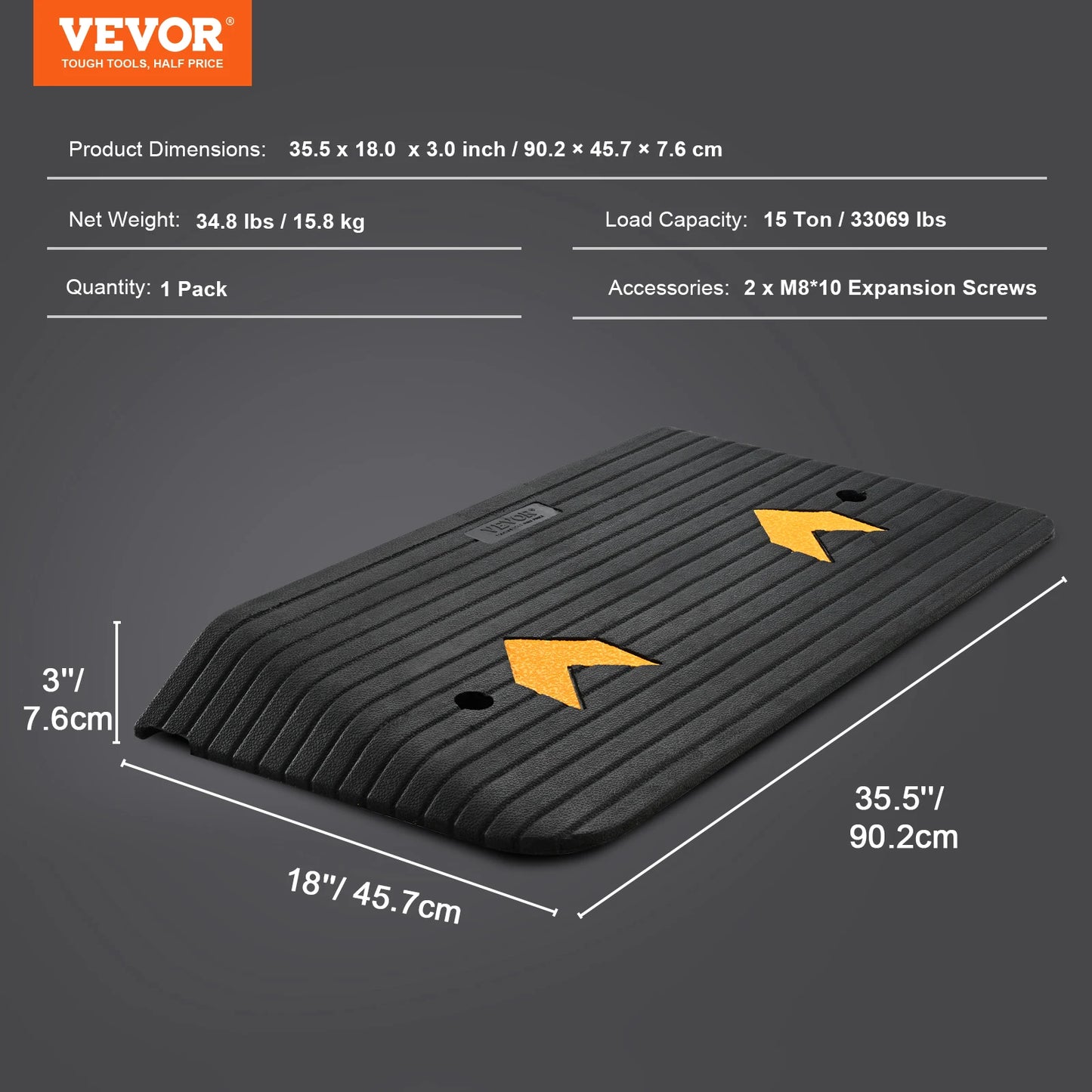 SucceBuy Driveway Curb Ramp Kit Portable Non Slip Rubber Ramp