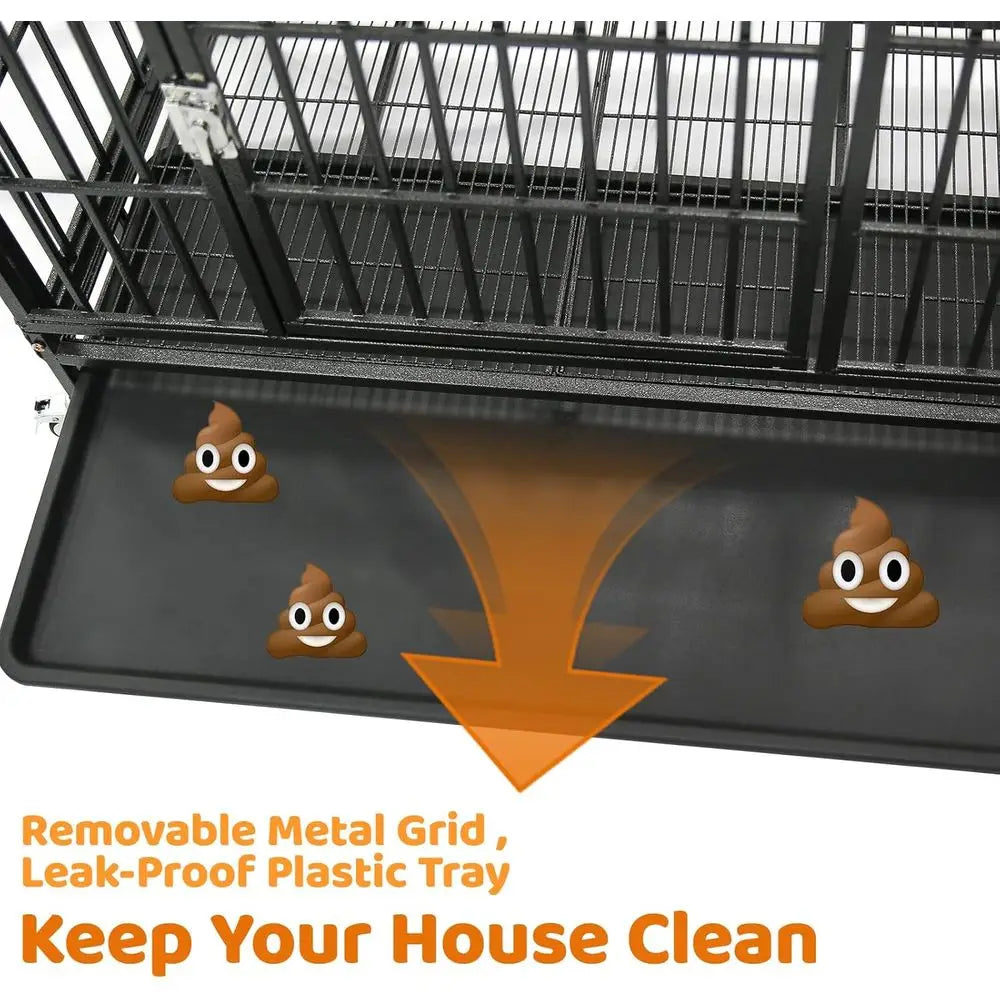 Heavy Duty Stackable Dog Crate With Lockable Door And Tray