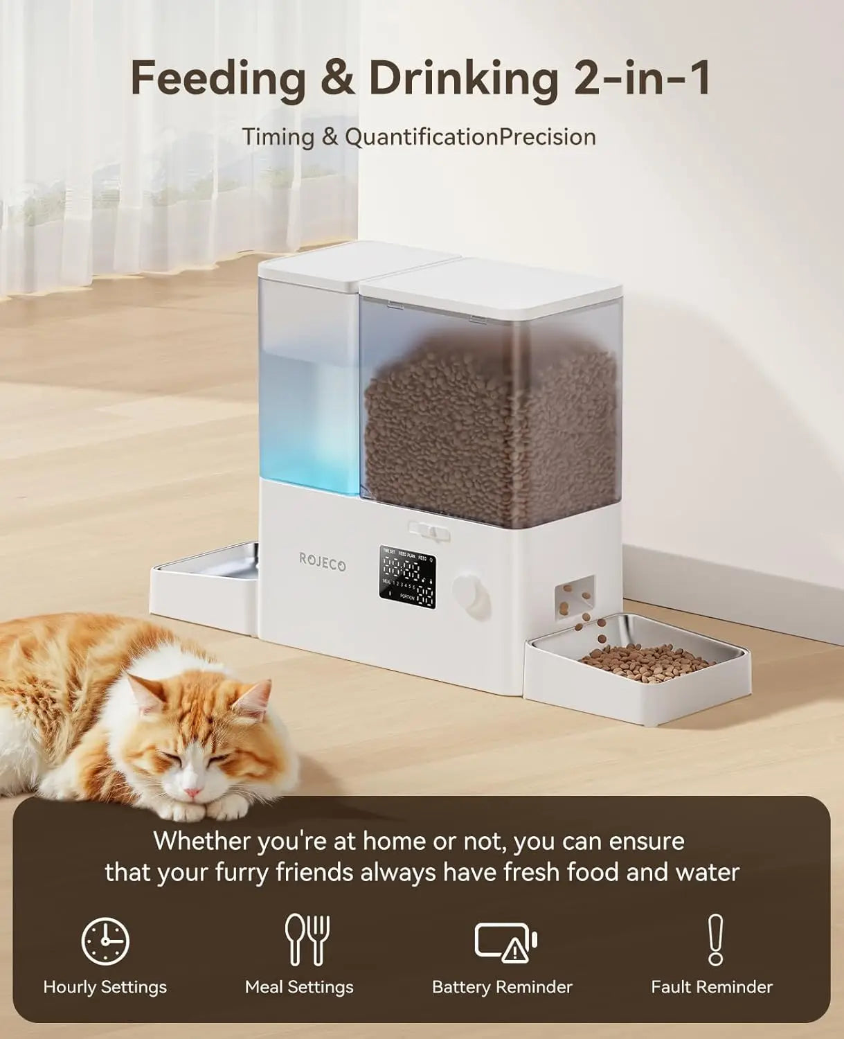 XMSJ Automatic Cat Feeder And Water Dispenser With Large Capacity