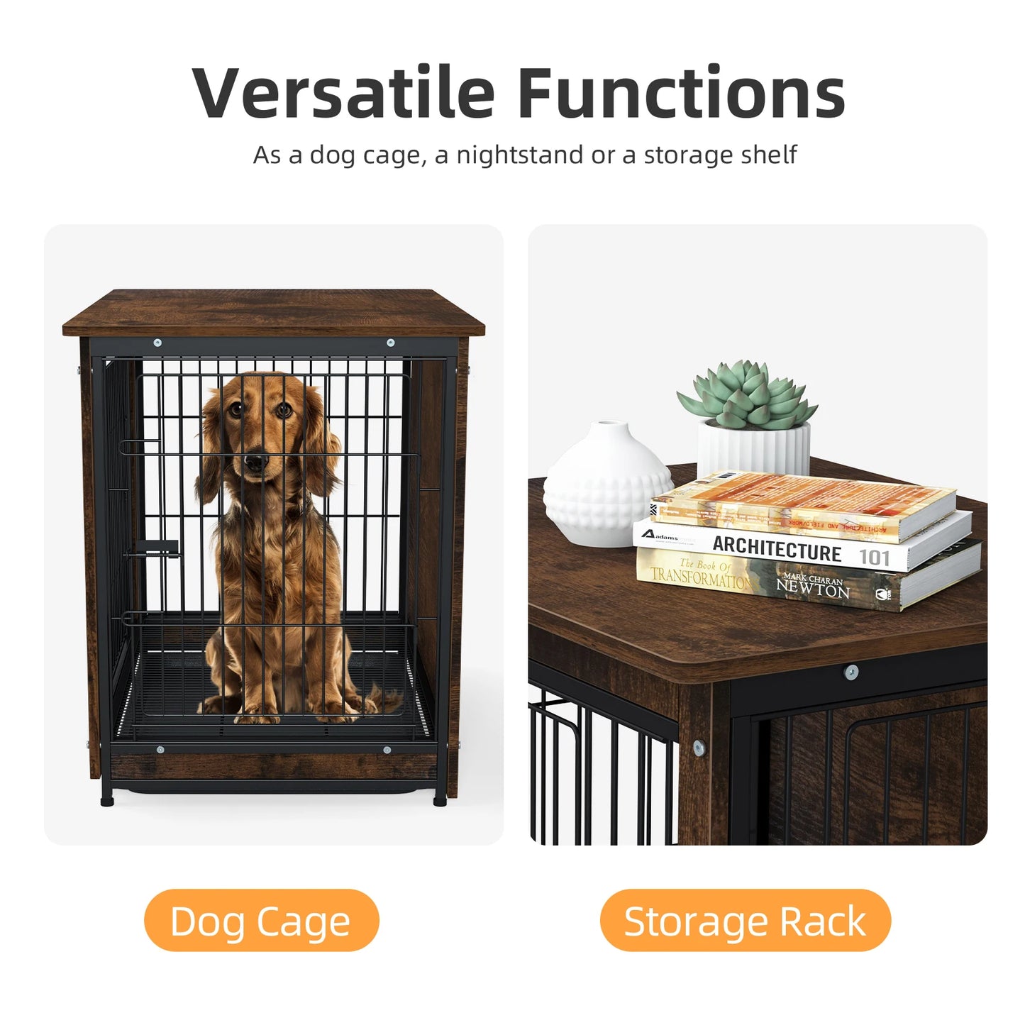 BINGOPAW Pet Cage Kennels With Two Doors And Removable Tray