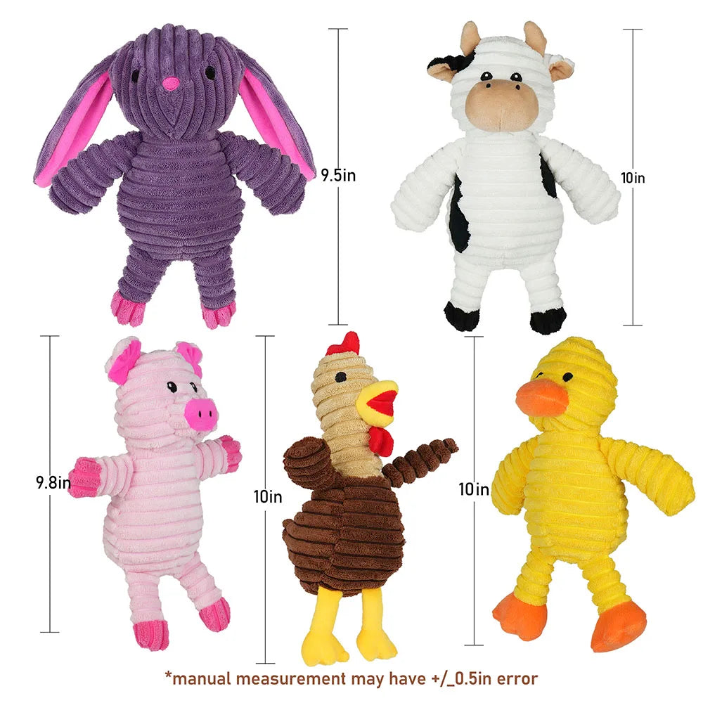 5 Pack Plush Dog Toys Squeaky Assortment Bundle For Dogs