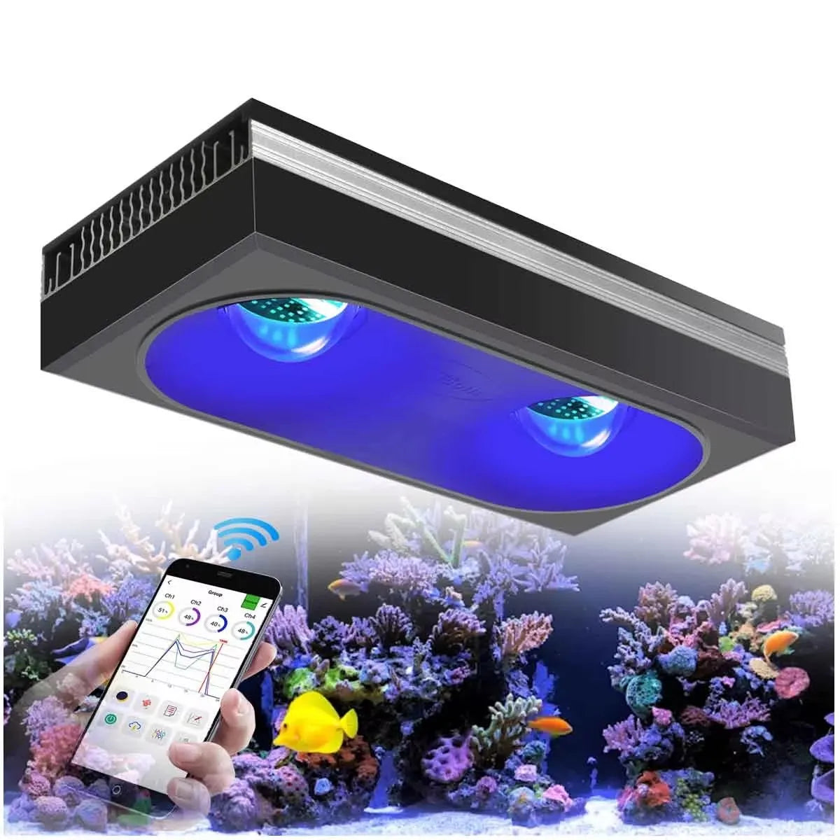 PopBloom RL180 WiFi LED Aquarium Light Full Spectrum 180W Reef