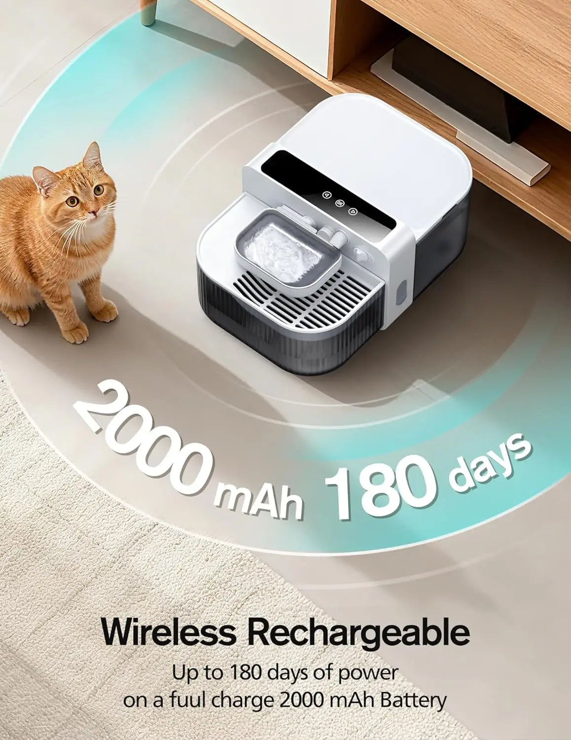 Wireless Pet Water Fountain With Flow For Cats And Dogs