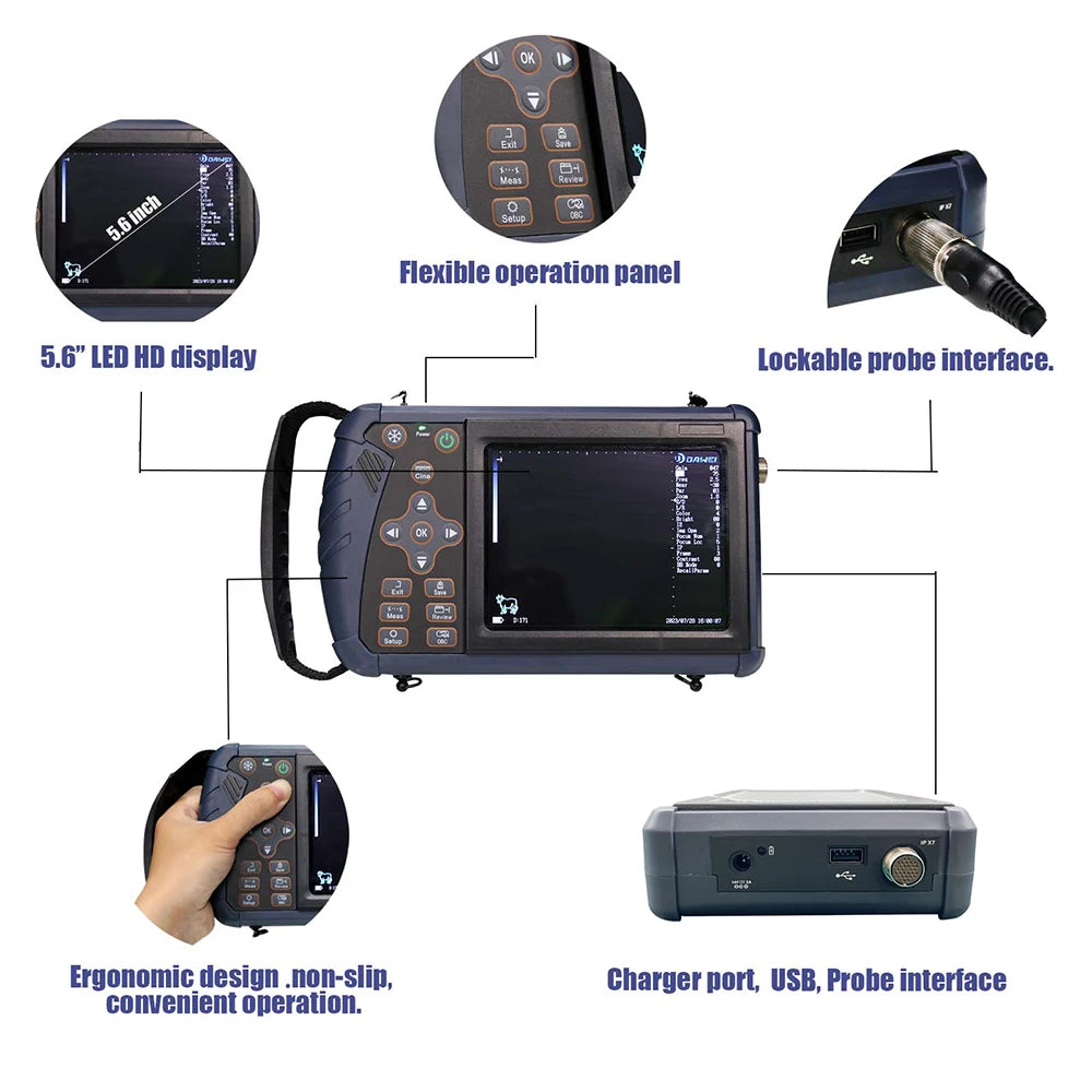 DAWEI Portable Veterinary Ultrasound Scanner For Farm Animal Pregnancy