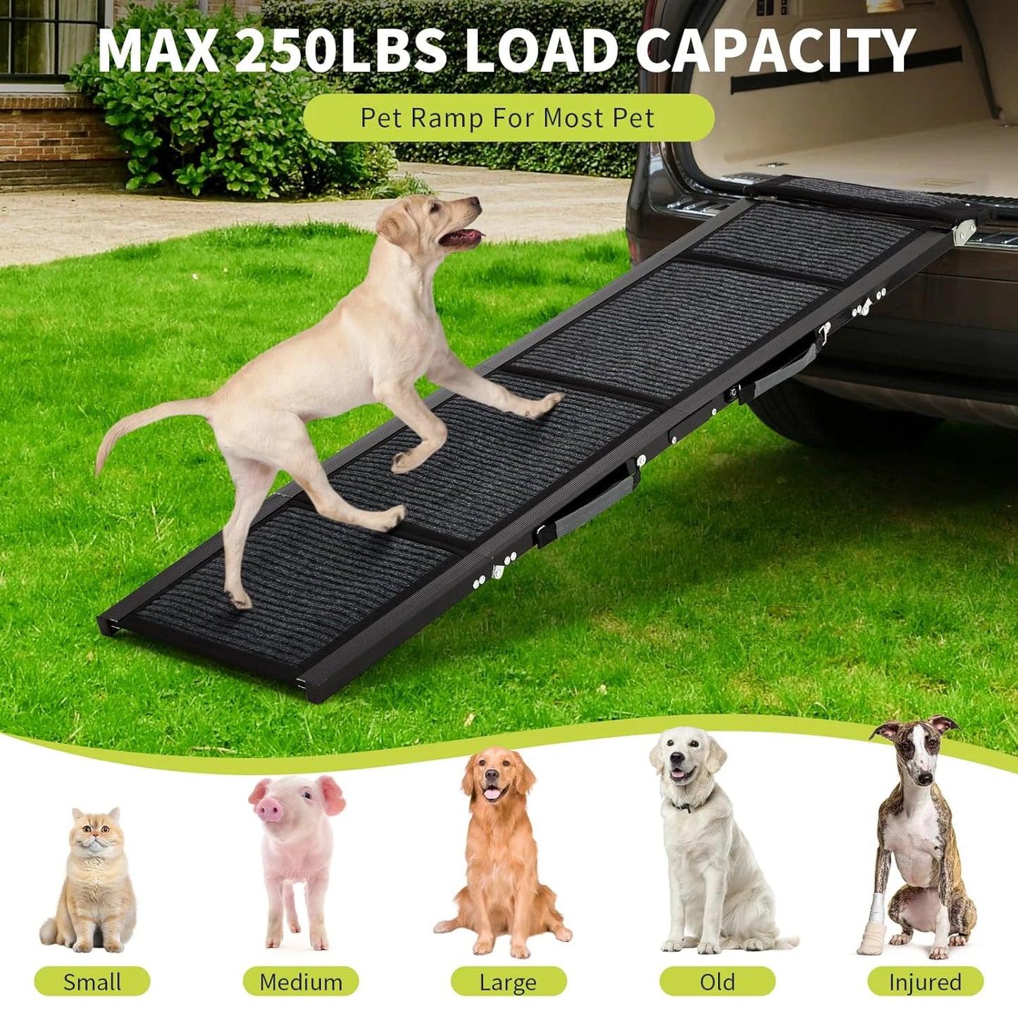 HiMISS Upgraded Car Ramp For Dogs Folding Non Slip