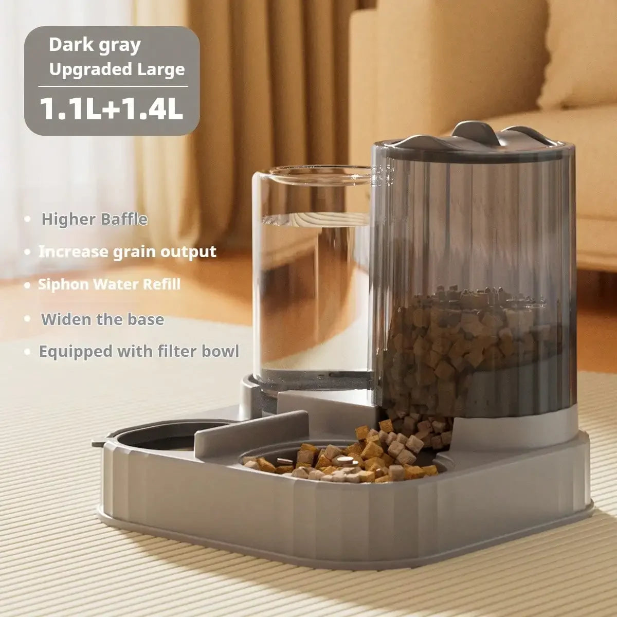 2-In-1 Automatic Dog Bowl And Cat Feeder With 2500ml Capacity