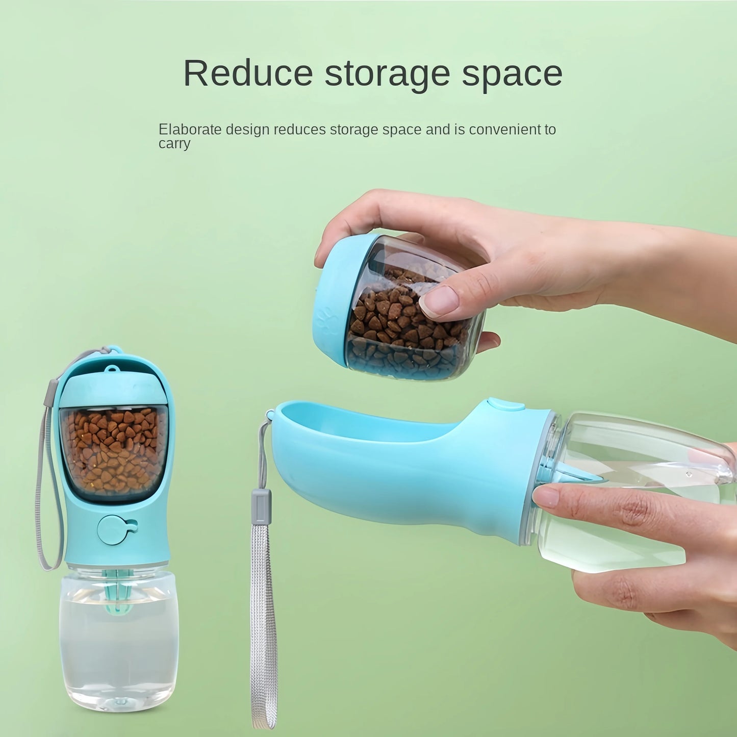 Portable Pet Water Bottle With Food Storage For Dogs And Cats