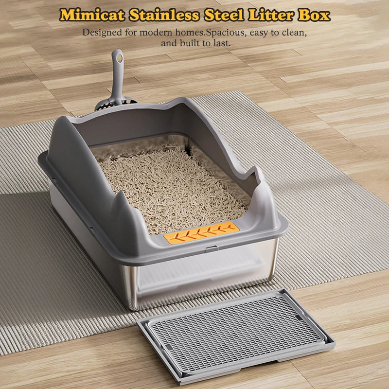 Stainless Steel Cat Litter Box With Lid For Easy Cleaning