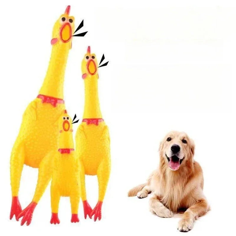 DKSTINYE Squeaky Chicken Dog Toy Chew Rubber Squeaker