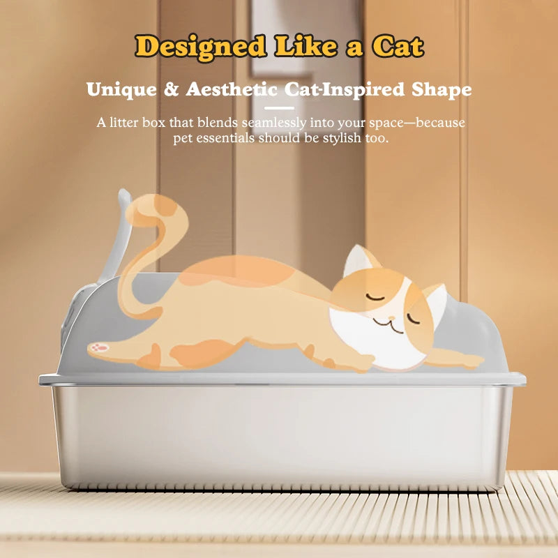 Stainless Steel Cat Litter Box With Lid For Easy Cleaning