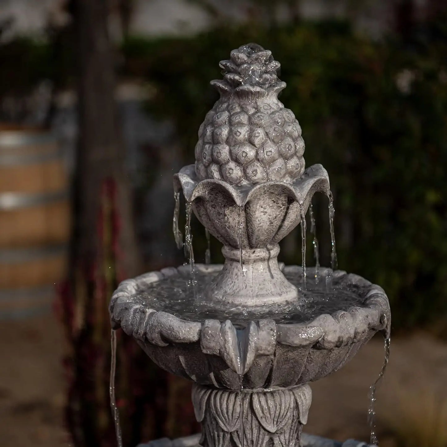 Three Tier Outdoor Water Fountain Freestanding Leaf Design Bird Bath