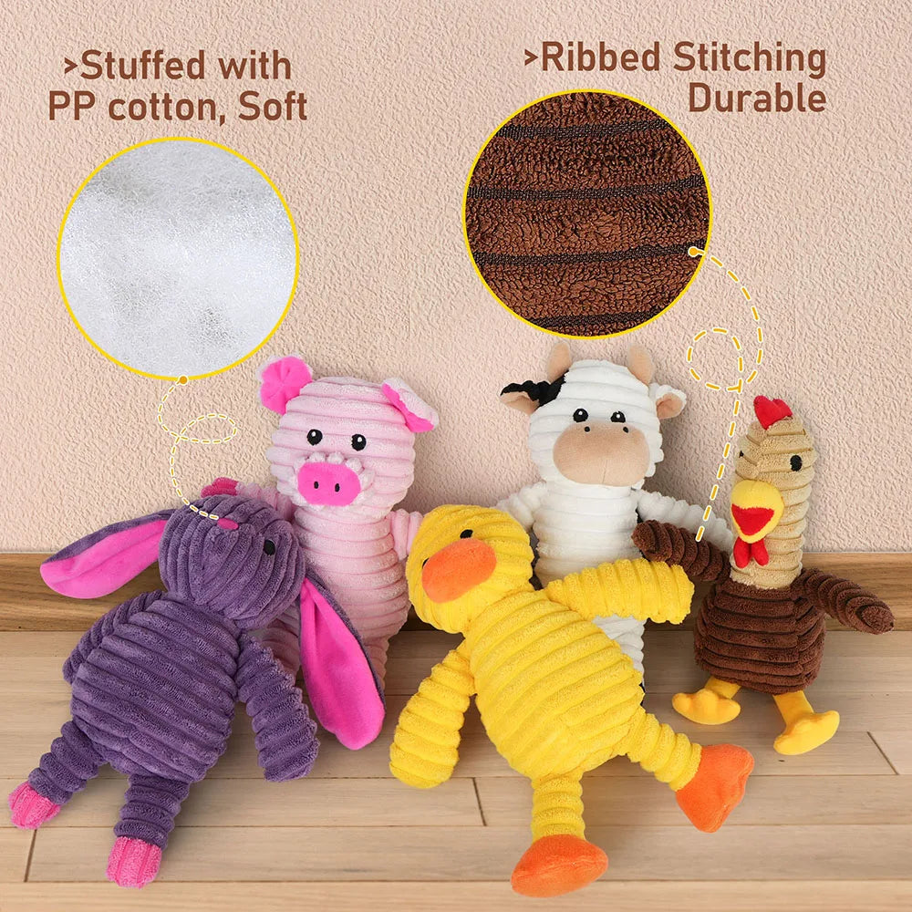 5 Pack Plush Dog Toys Squeaky Assortment Bundle For Dogs