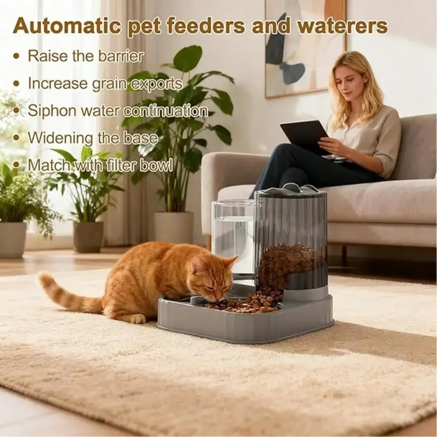 2-In-1 Automatic Dog Bowl And Cat Feeder With 2500ml Capacity