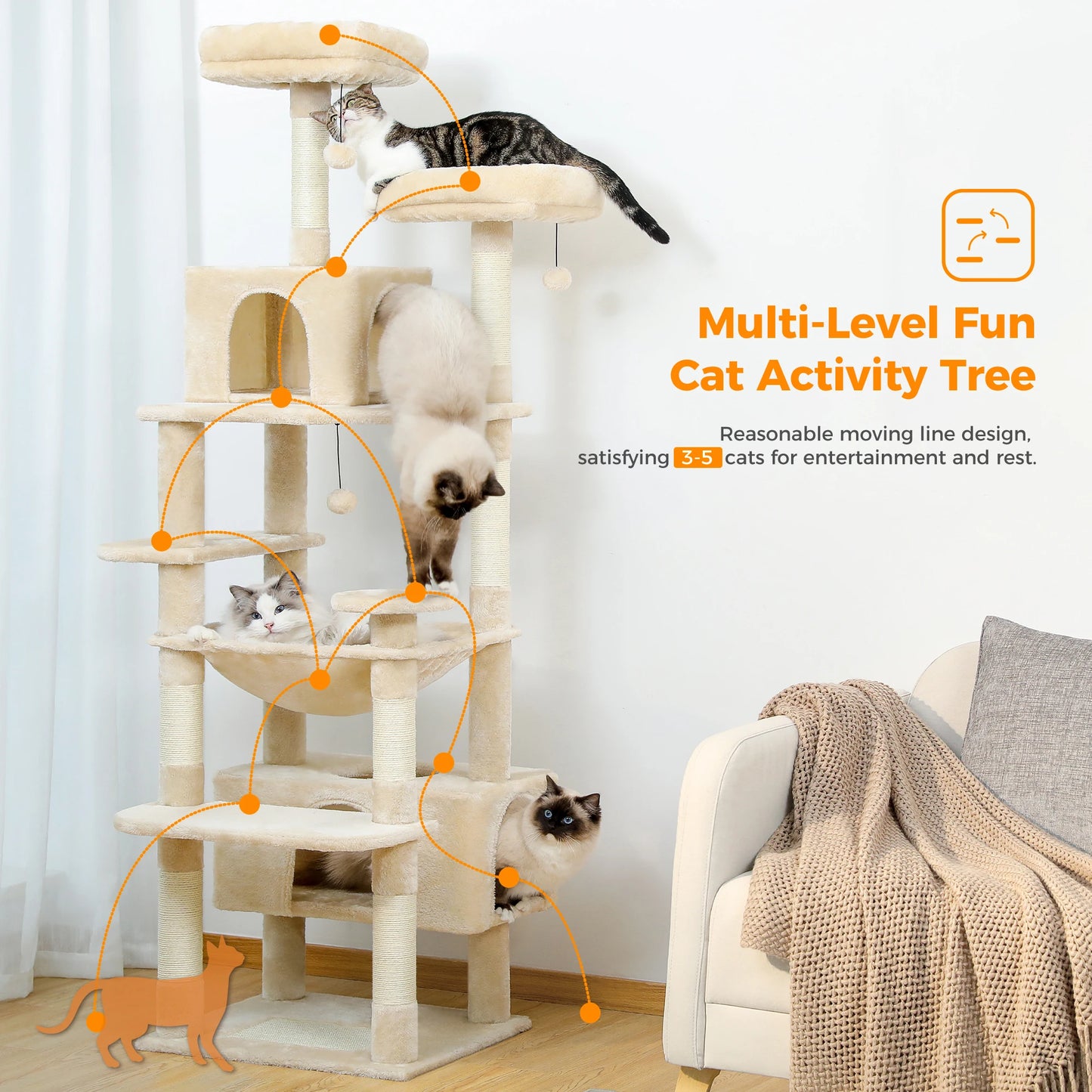 PAWZ Road Indoor Cat Tree Tower With Durable Sisal Posts