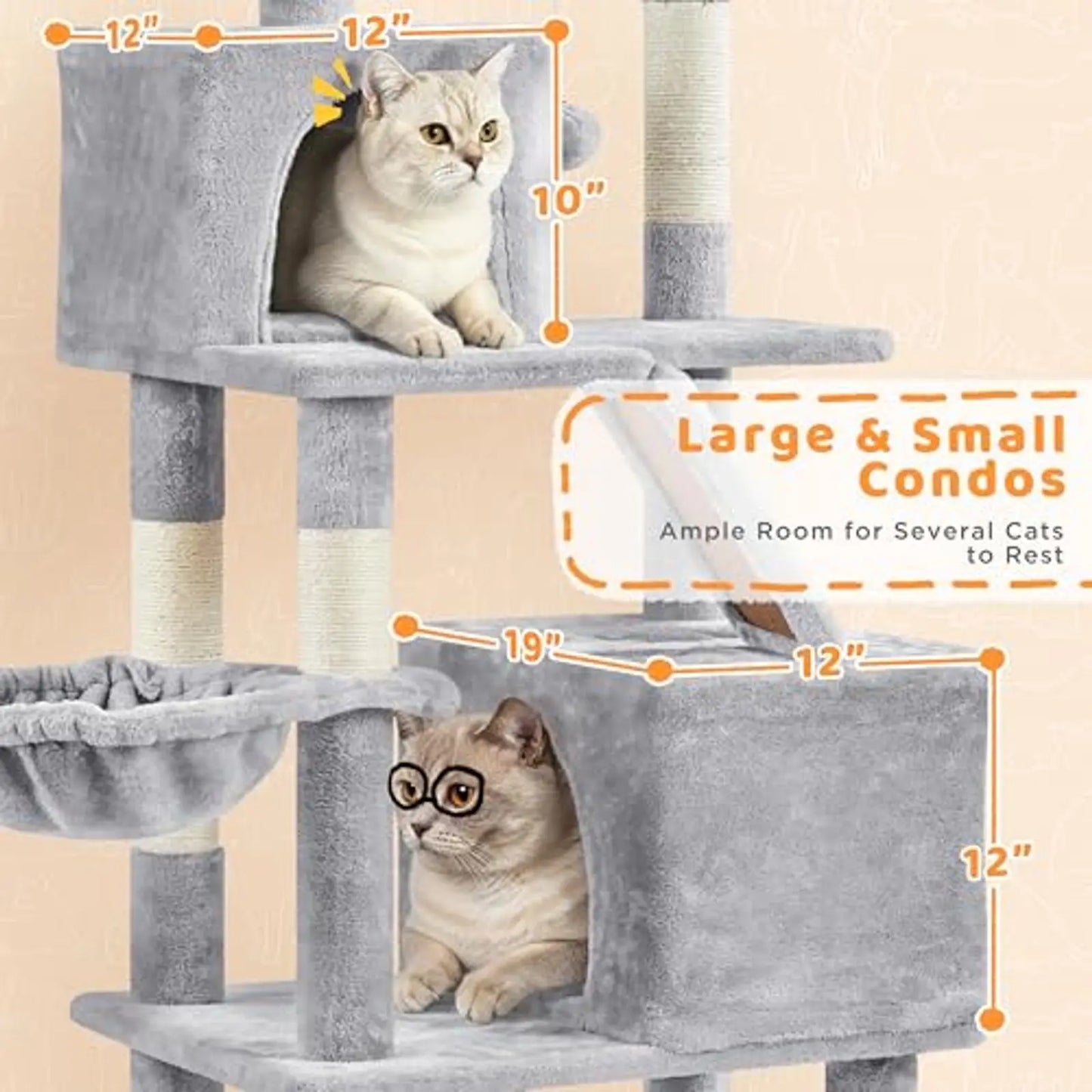 Multi-Level Cat Tree With Hammock And Scratching Posts