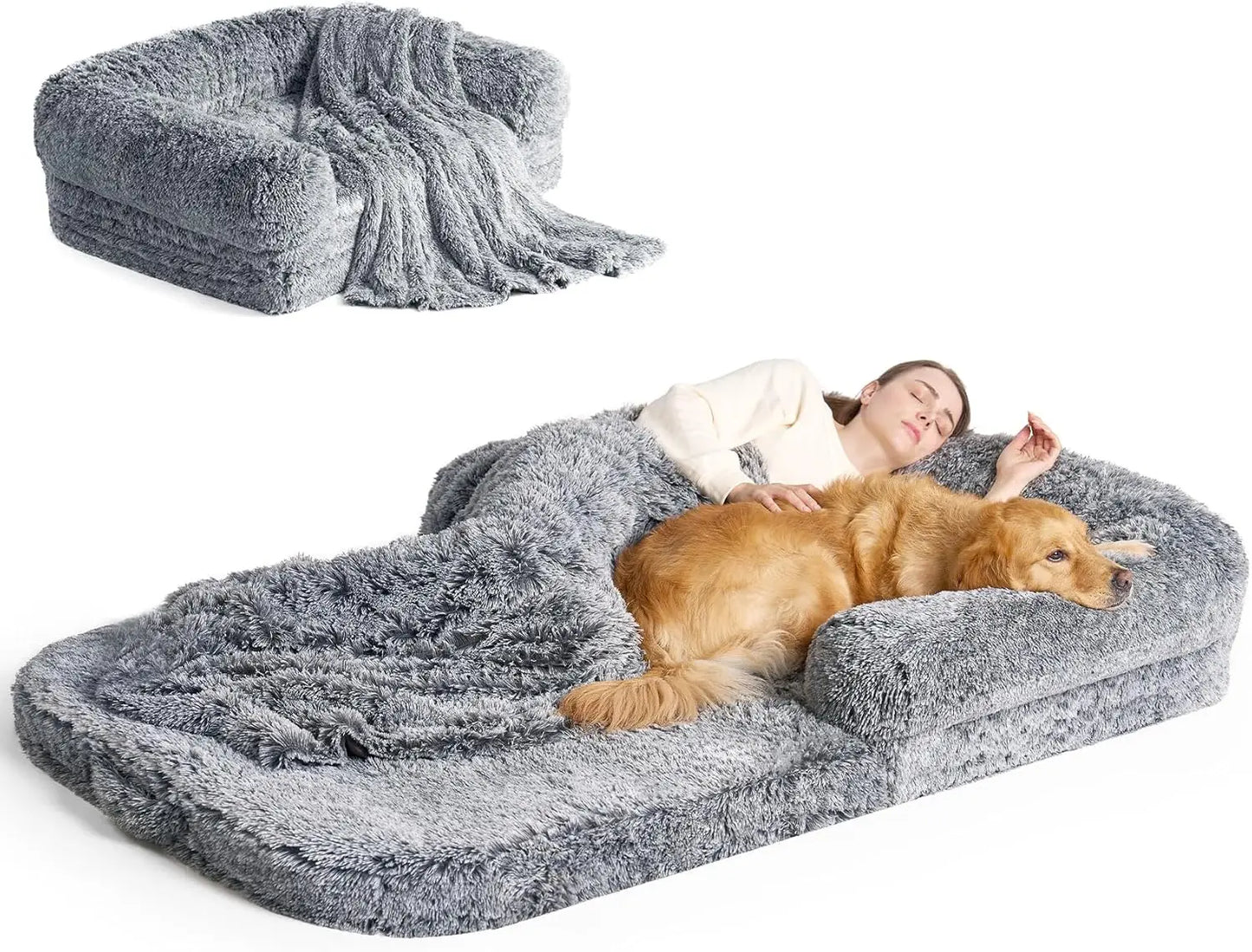 Foldable Human Dog Bed Orthopedic Memory Foam Couch For Adults