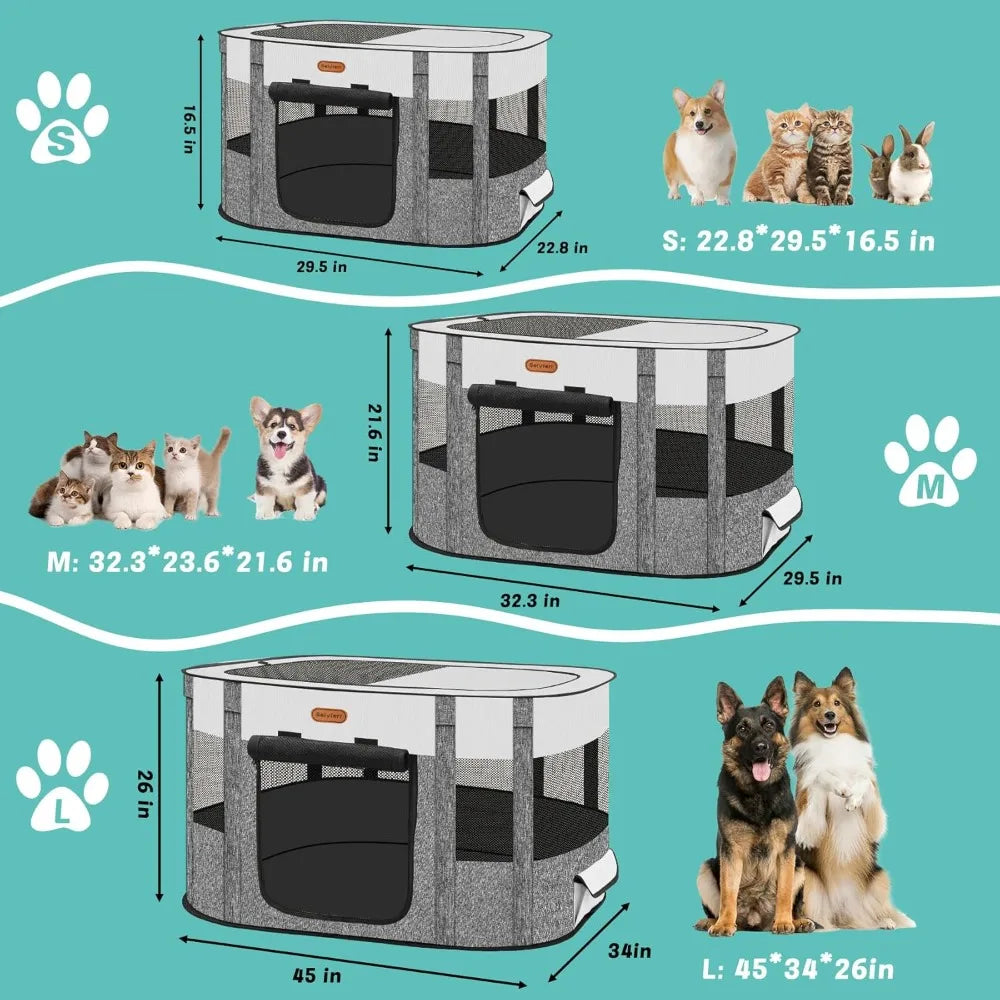 Foldable Pet Playpen Cat And Puppy With Carrying Case