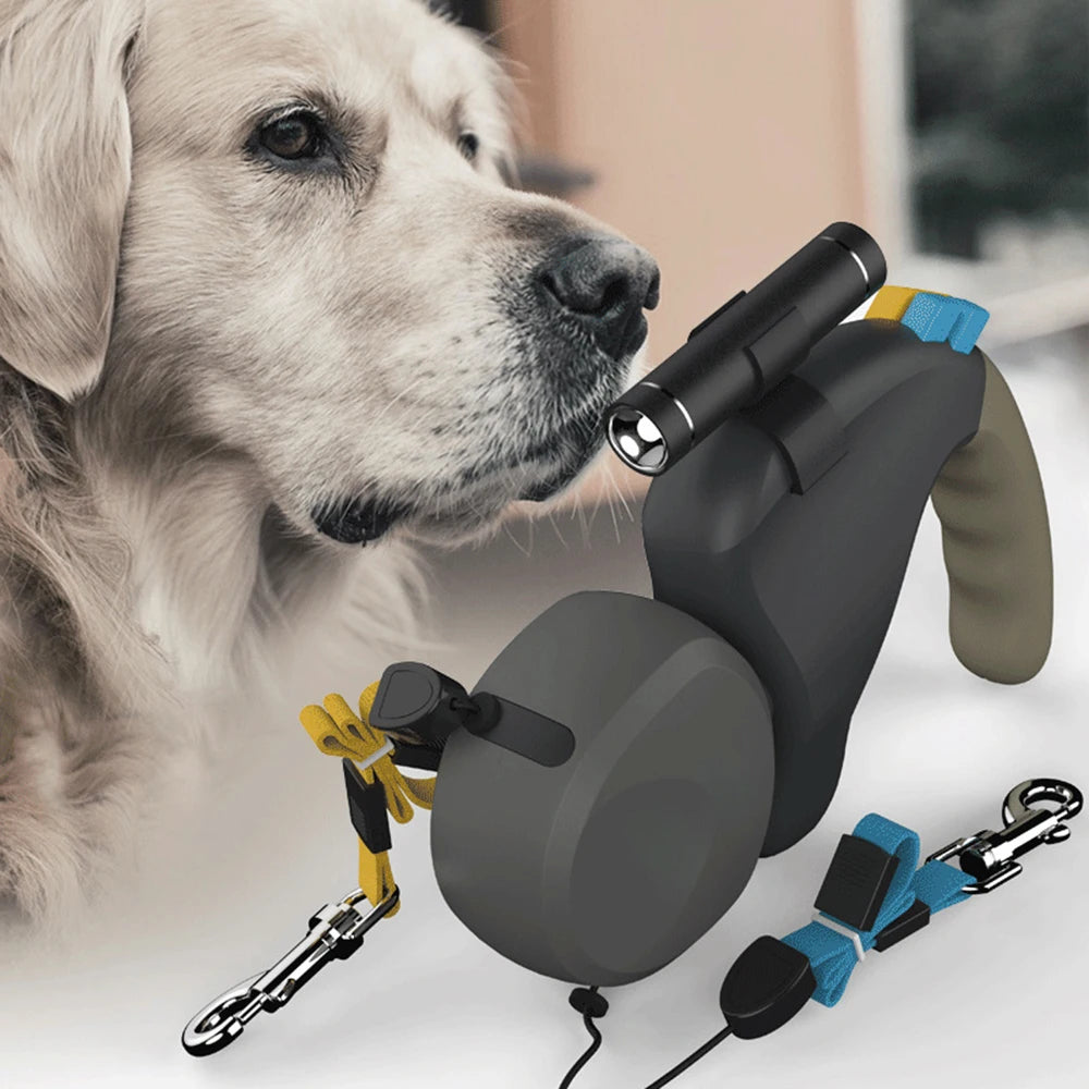 NONECN Dual Dog Leash Retractable Rope With Light And Adjustable