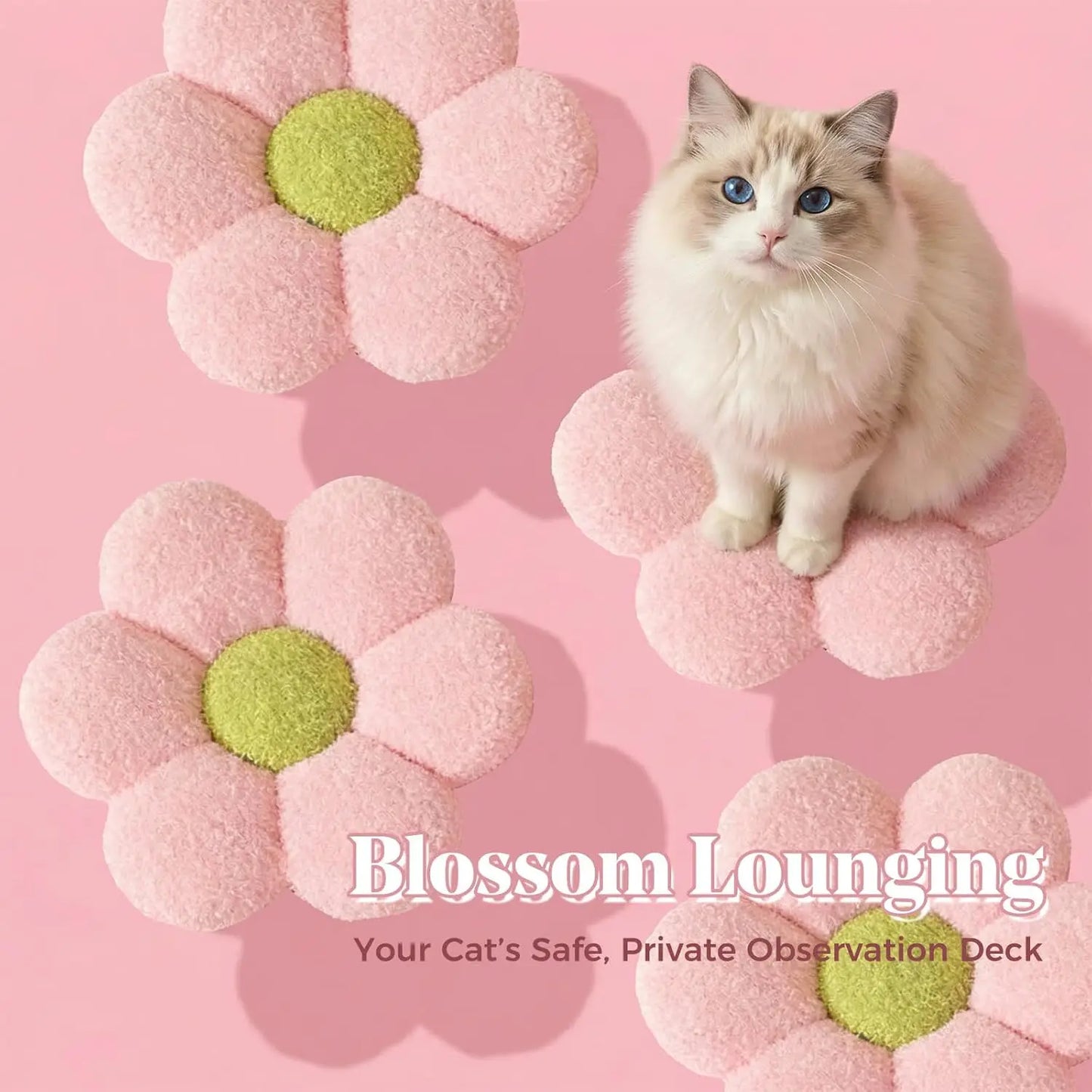 Floral Cat Tree With Steel Frame Hammock And Condos