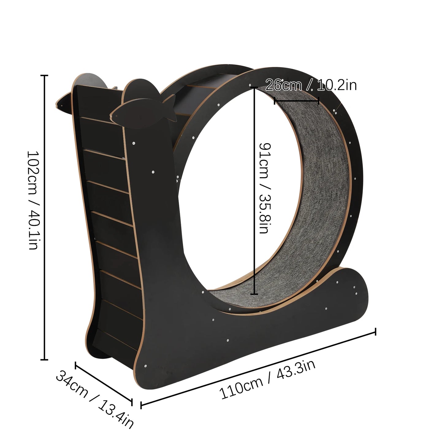 Cat Exercise Wheel Treadmill With Carpeted Runway For Cats