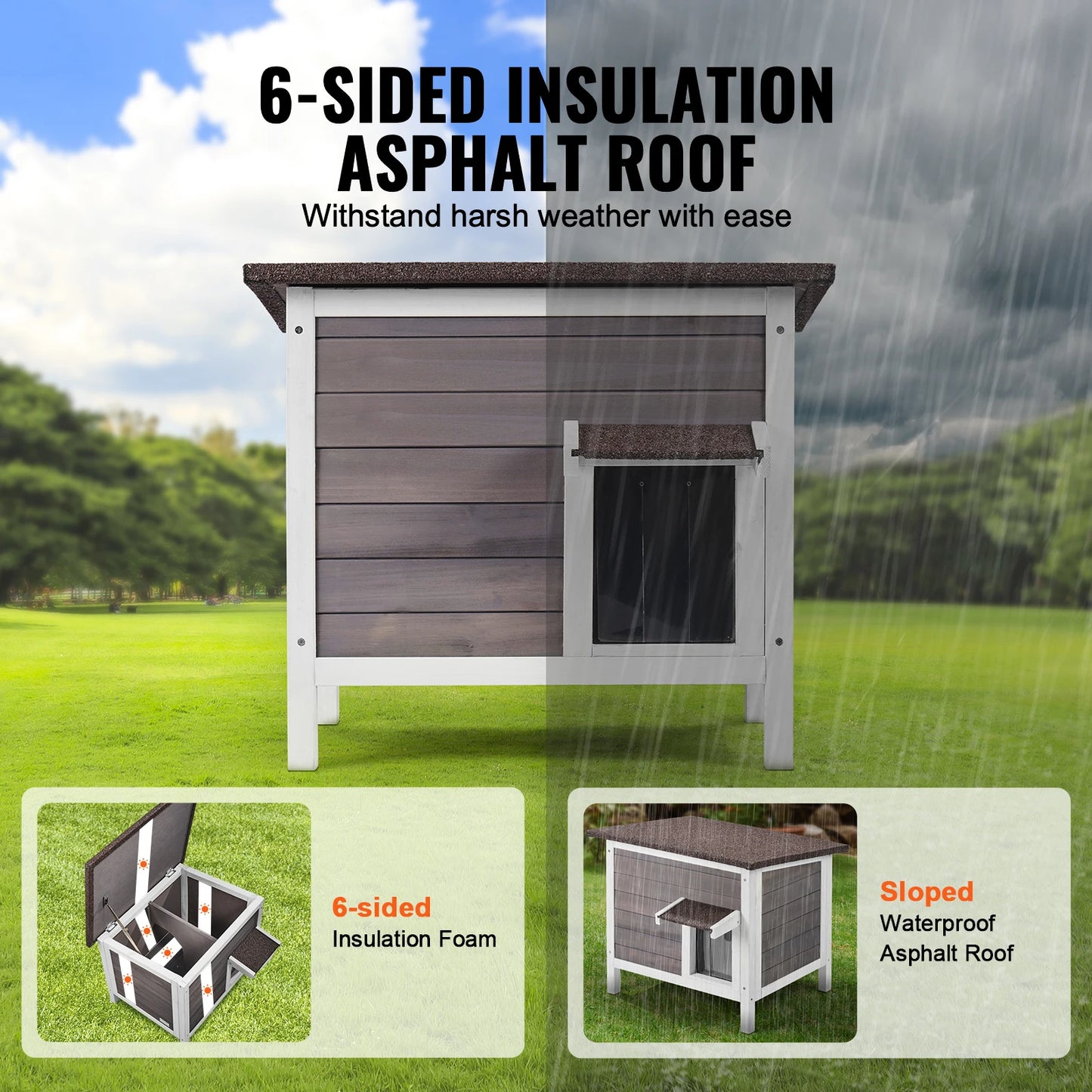 SucceBuy Outdoor Cat House Weatherproof Feral Shelter