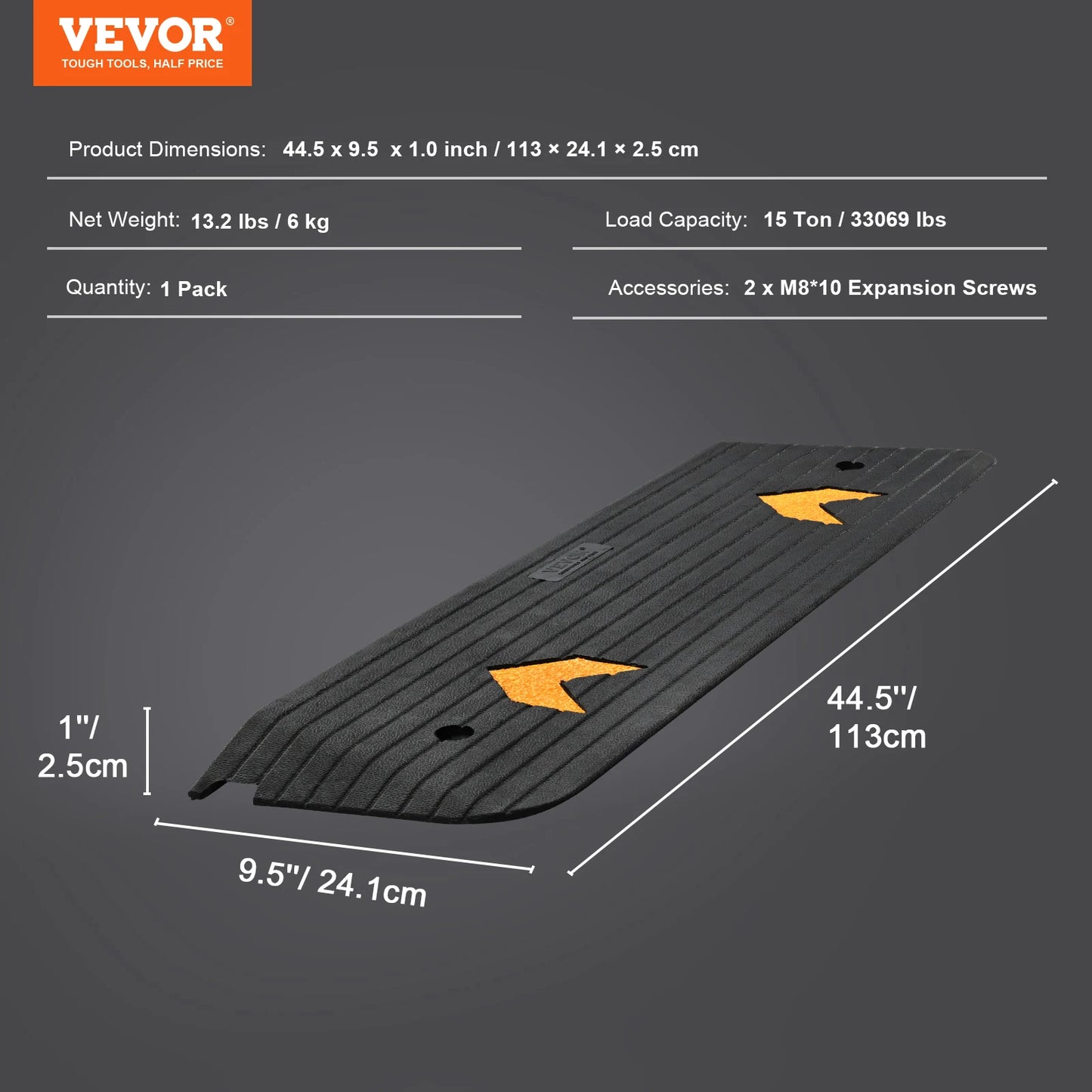 SucceBuy Driveway Curb Ramp Kit Portable Non Slip Rubber Ramp