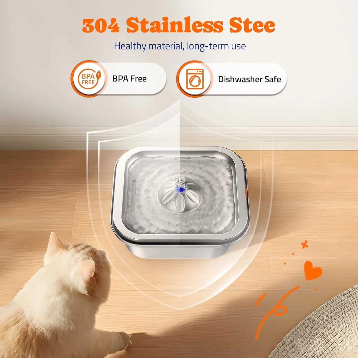 XMSJ Stainless Steel Cat Water Fountain