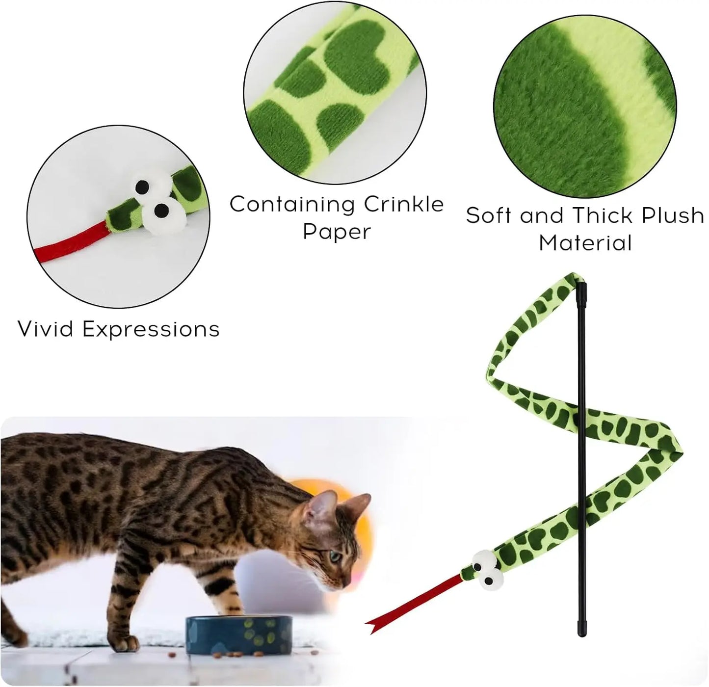 Plush Cat Snake Toy With Sound And Light For Cats