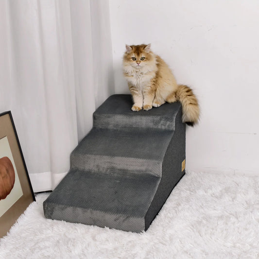 3/4 Steps Dog Stairs Ramp With Washable Cover Small Dogs