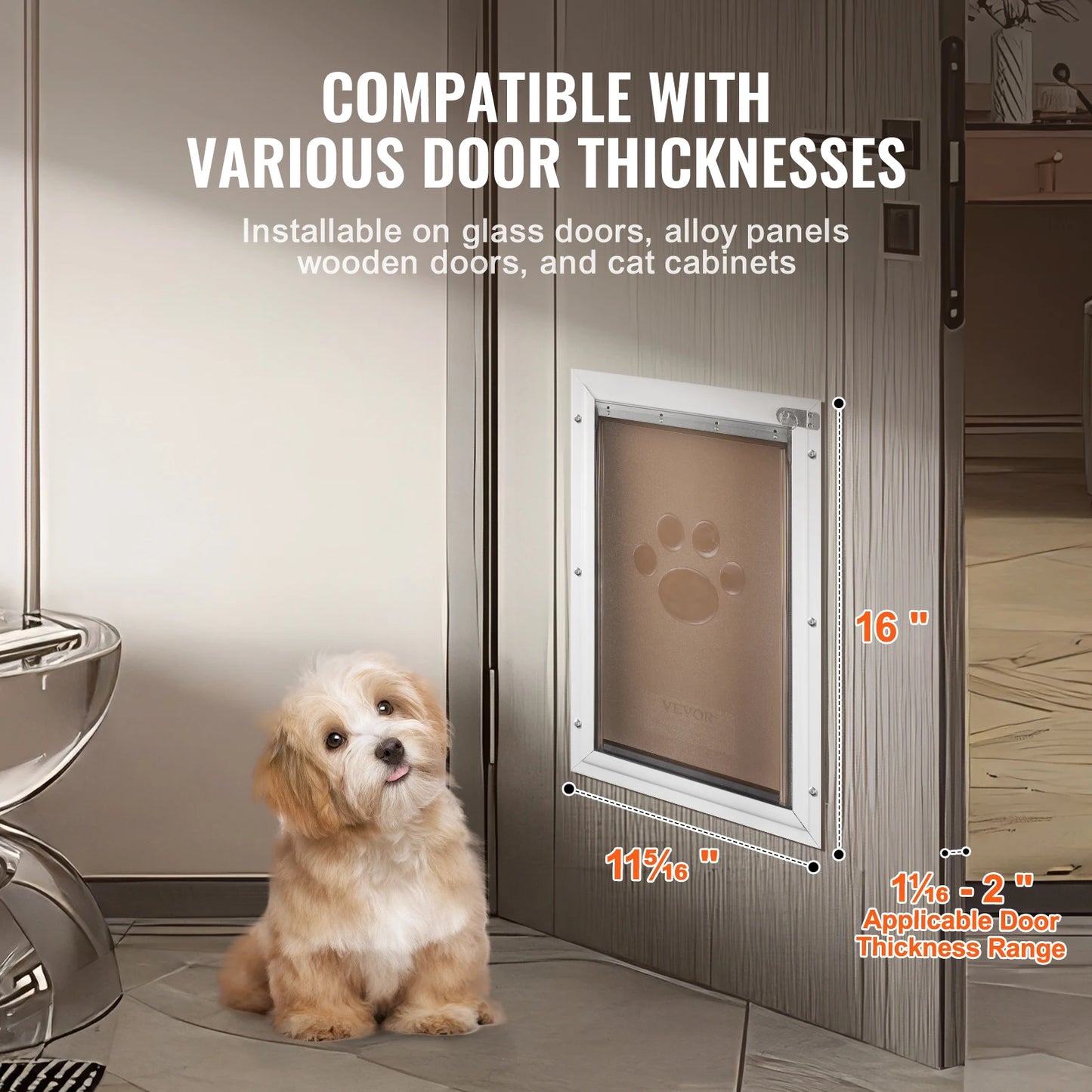 SucceBuy Weatherproof Aluminum Pet Door With Lock and Flap