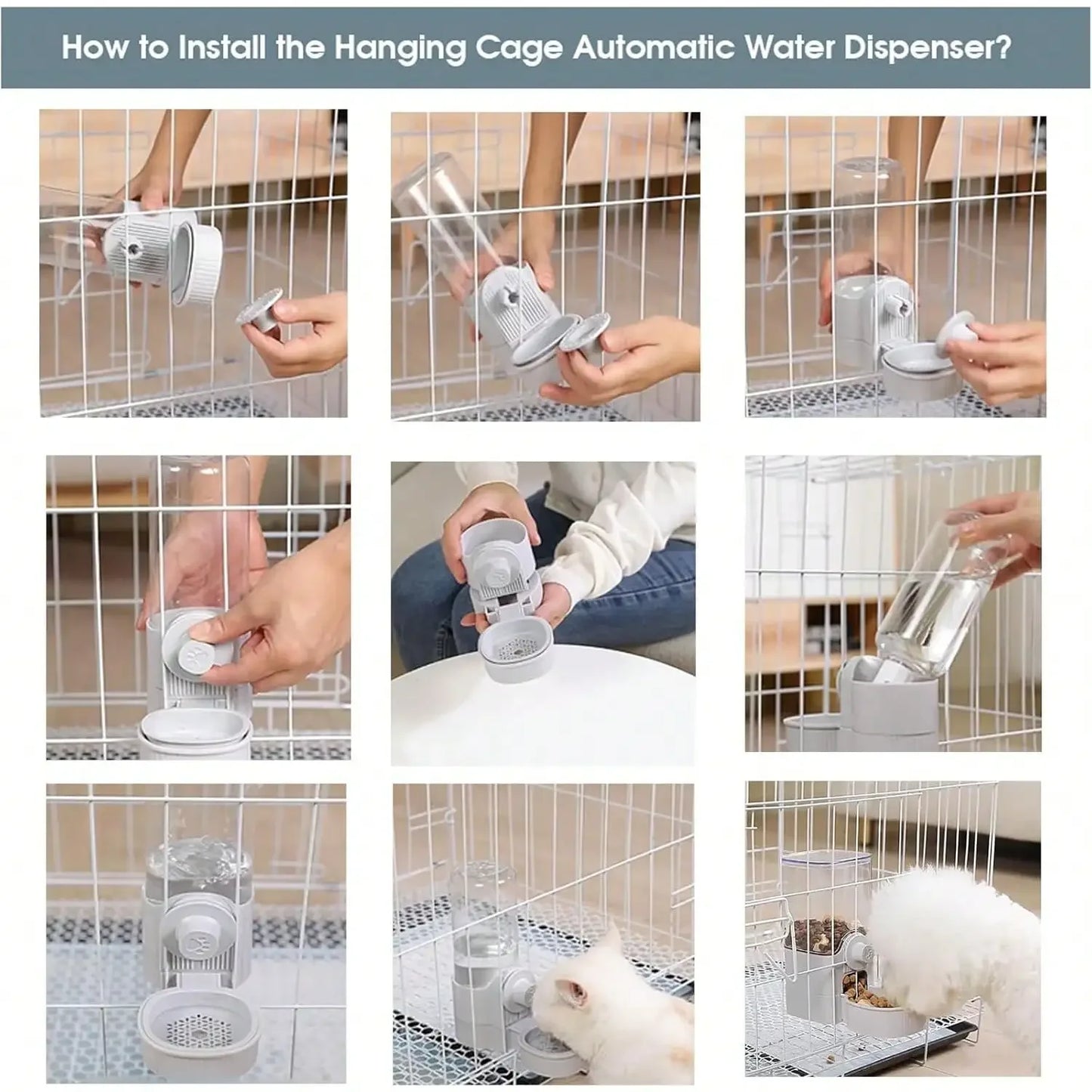 Hanging Automatic Pet Feeder And Water Dispenser Set