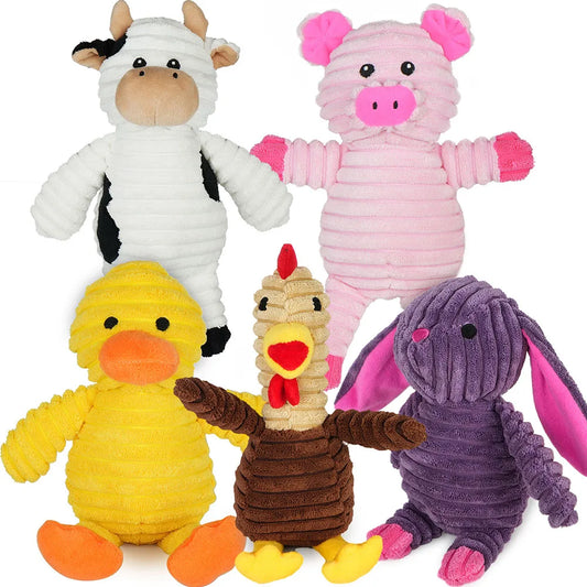 5 Pack Plush Dog Toys Squeaky Assortment Bundle For Dogs