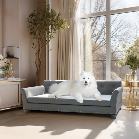BINGOPAWCN Elevated Dog Bed Sofa Mat With Microfiber Leather Cover