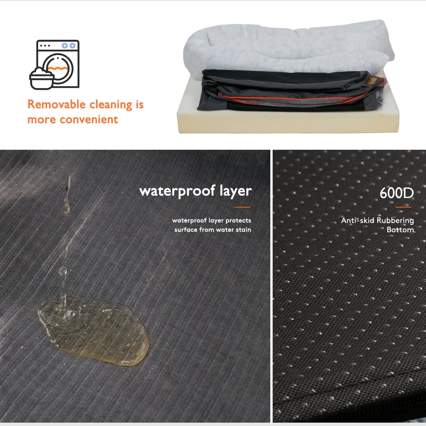 BINGOPAWCN Orthopedic Memory Foam Waterproof Dog Bed With Bolstered Edges