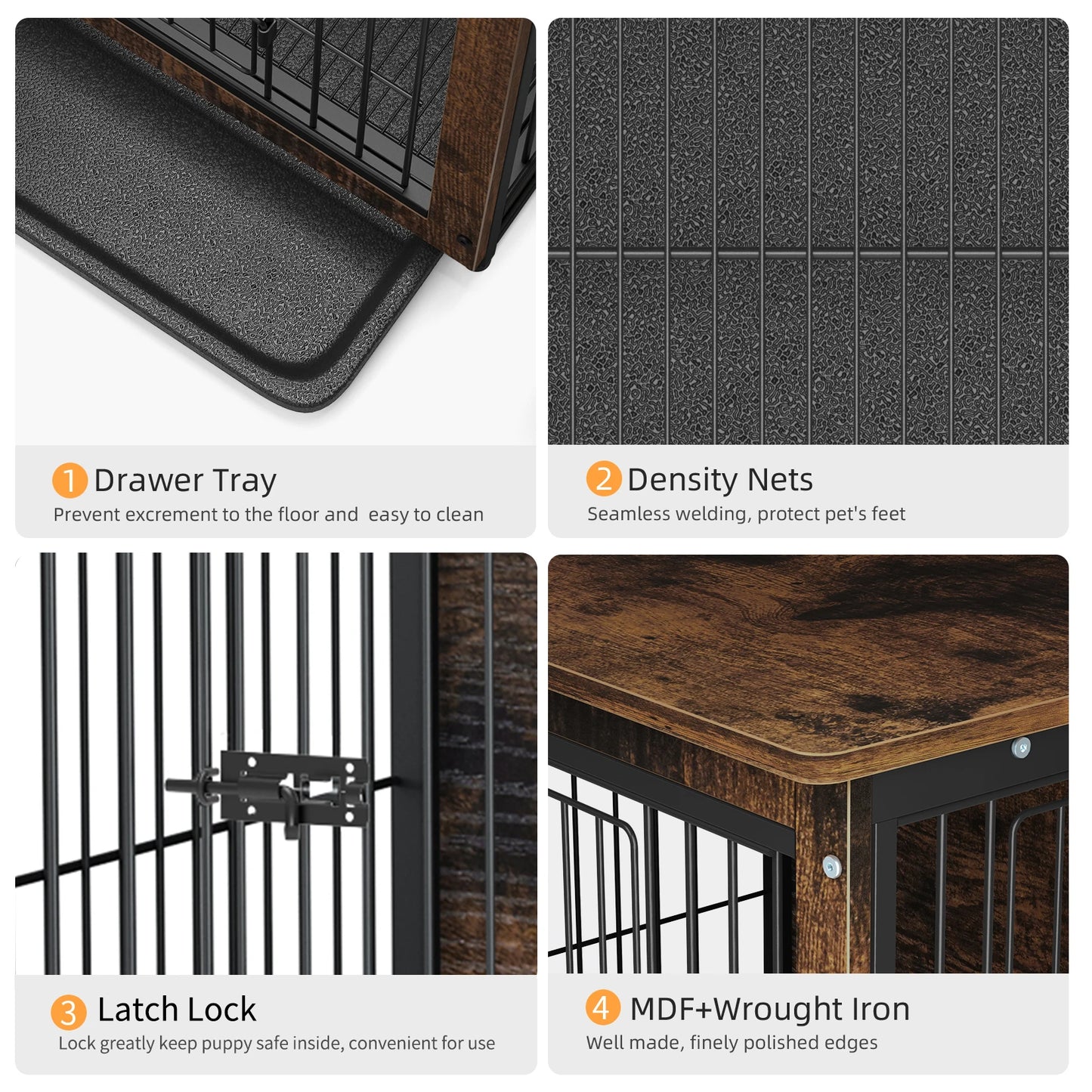 BINGOPAW Pet Cage Kennels With Two Doors And Removable Tray