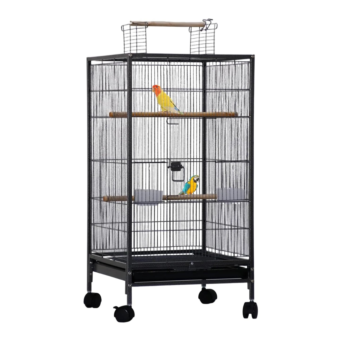HiMISSCN Open-Top Bird Cage With Rolling Stand And Tray Budgie