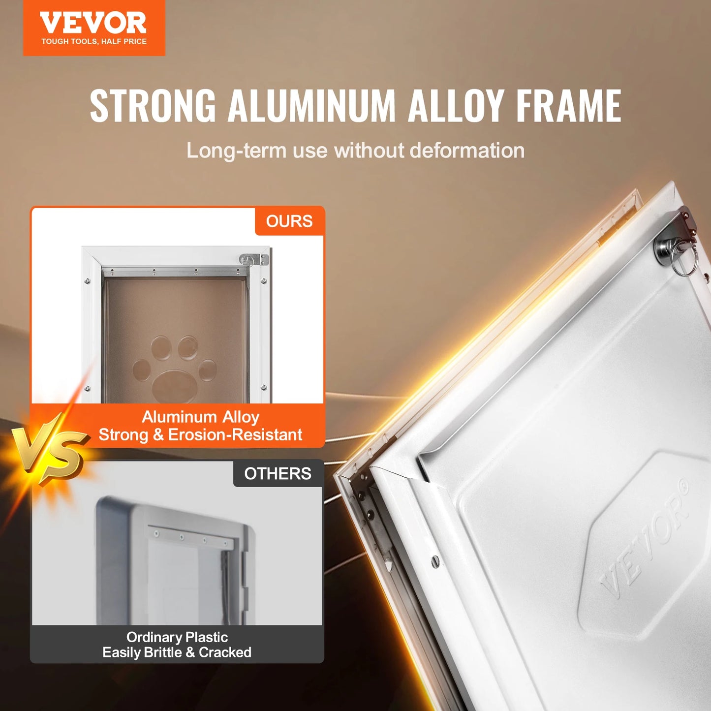 SucceBuy Weatherproof Aluminum Pet Door With Lock and Flap