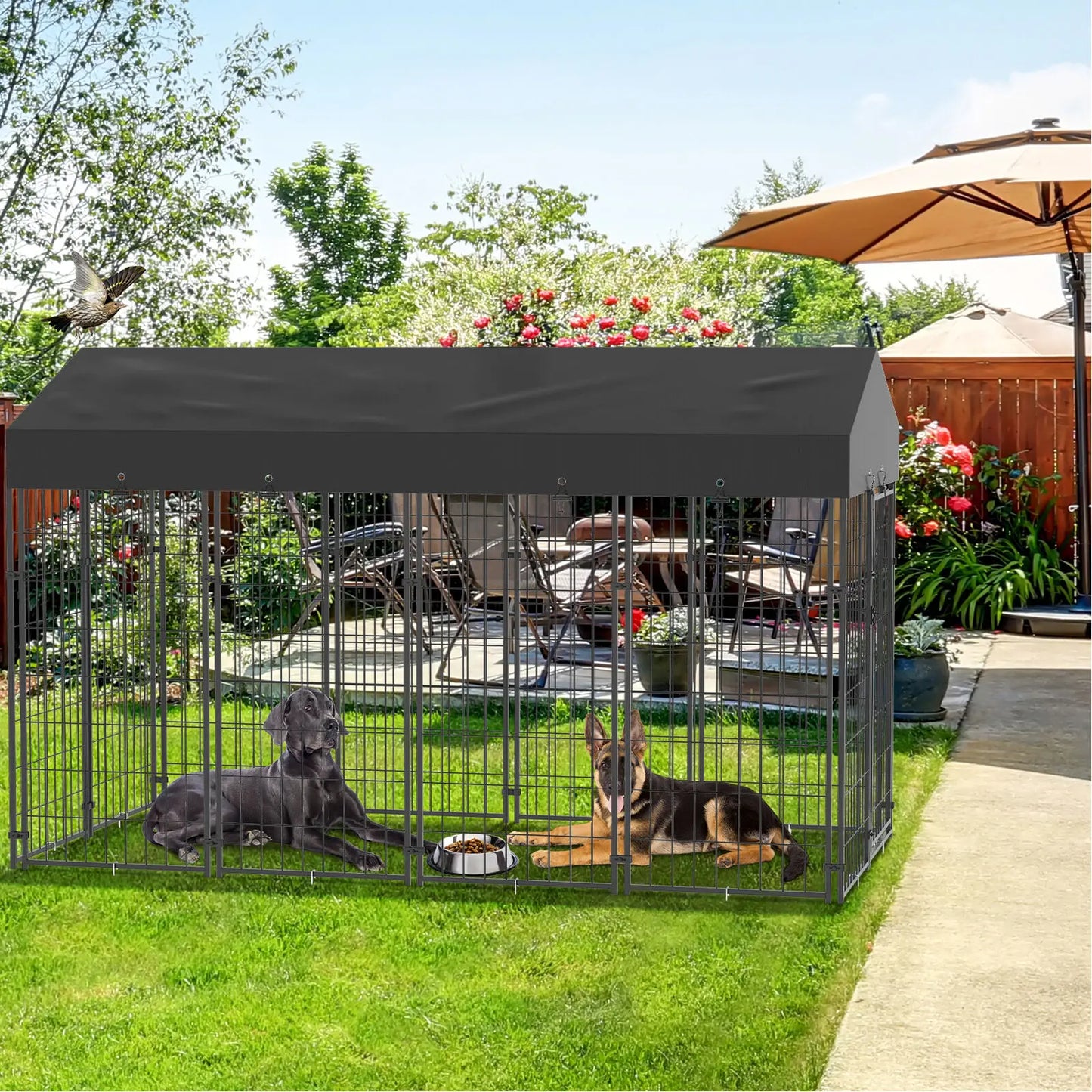 Oversize Dog Cage Pet Run Enclosure With Roof For Outdoor Kennel