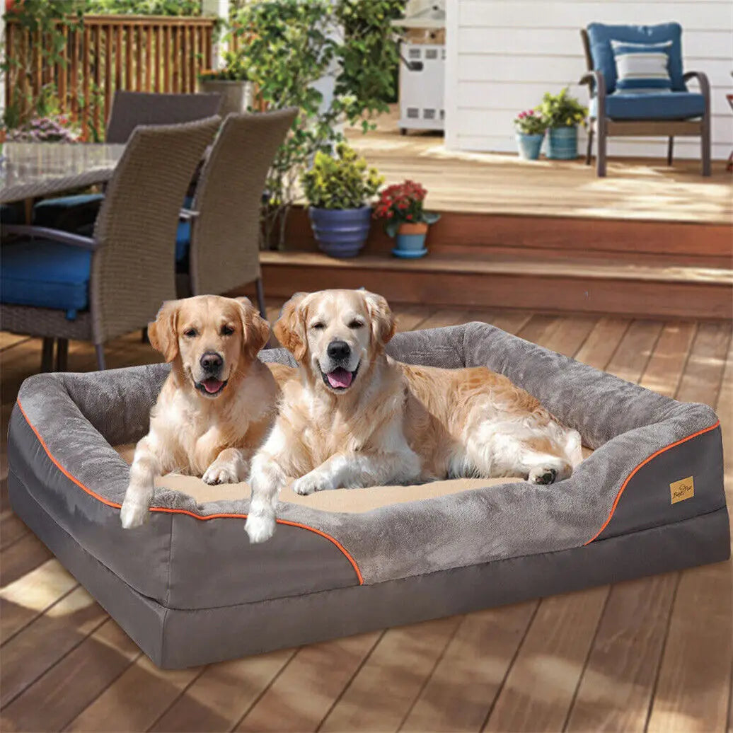 BINGOPAWCN Orthopedic Memory Foam Waterproof Dog Bed With Bolstered Edges