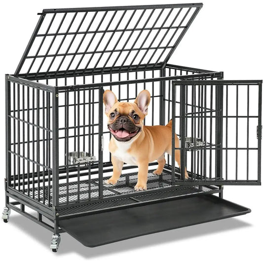 Heavy Duty Stackable Dog Crate With Lockable Door And Tray