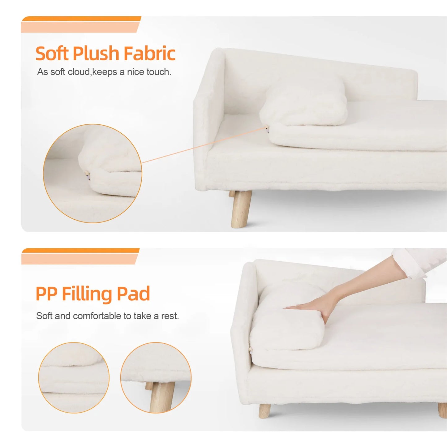 BINGOPAWCN Elevated Pet Bed With Cozy Pad And Wood Legs