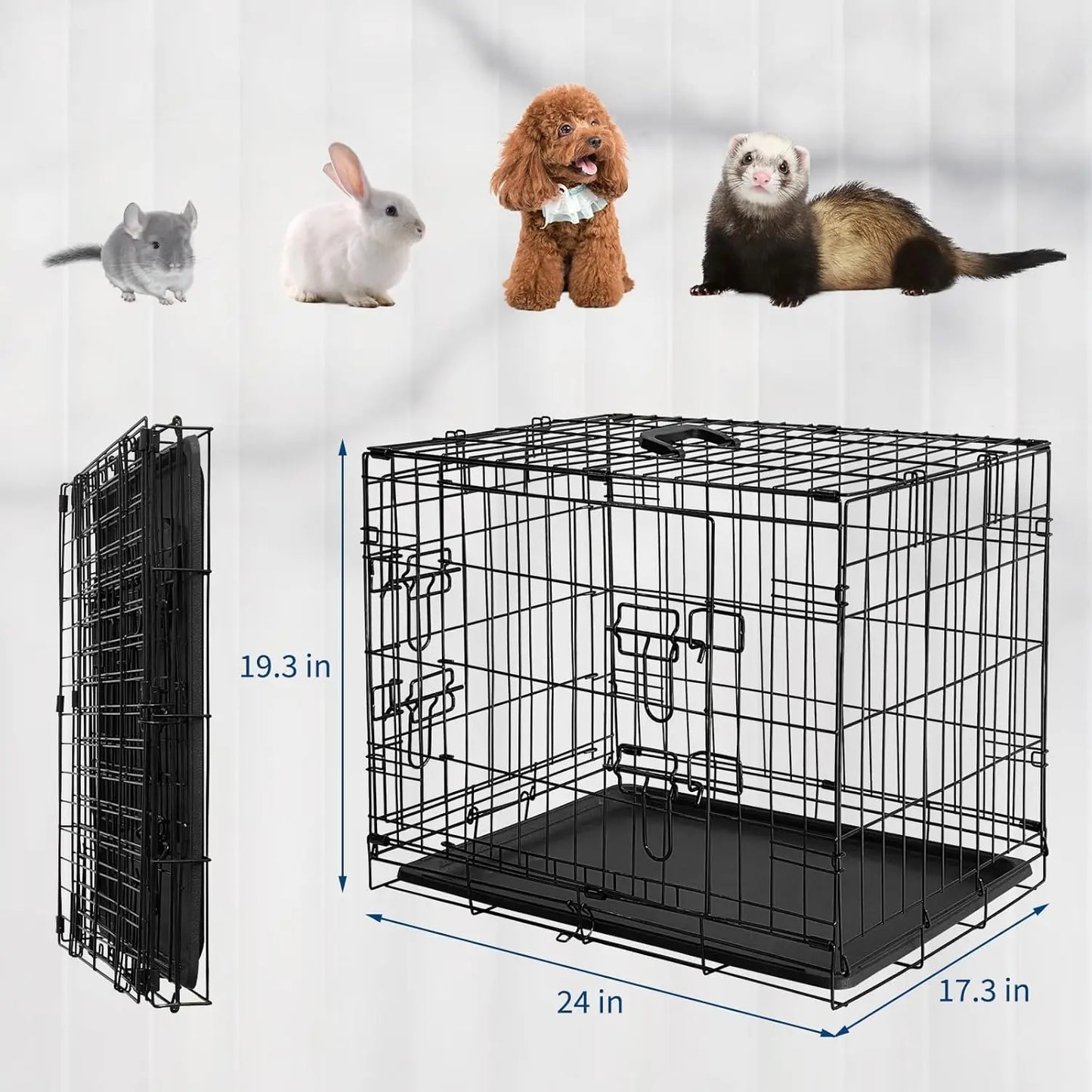 HiMISS Portable Folding Rabbit Cage With Tray And Doors